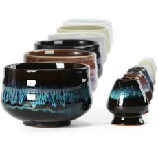 Japanische Matcha-Schale aus Keramik mit Schneebesenhalter, 510 ml. TEANAGOO K14, Blau, Chawan Matcha-Teeschale, Matcha-Keramikschale, Teeschalen für