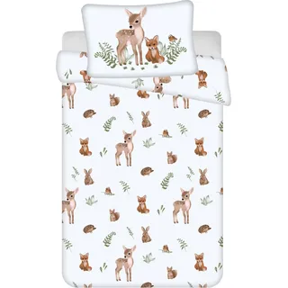 Sweet Home Baby Bettdeckenbezug Wald - 100 x 135 cm - Baumwolle - Beige, Weiß, Braun, Grün