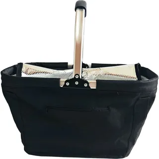 Boxxx Einkaufskorb , Schwarz , Metall, Kunststoff, Textil , 30 l , rechteckig , 27x27x50 cm , faltbar, Griffe , Ordnen & Aufbewahren, Körbe, Einkaufskörbe