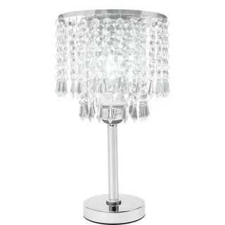 KLOOLIVE Kristallglas Nachttischlampe, 100w 220v Kristall Tischlampe, Druckknopf Kristall Tischlampe, Elegante Moderne Heimtischlampe für Studien, Wohnzimmer und Schlafzimmer