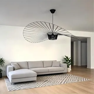 Vertigo Hängeleuchte Schwarz 80cm Hut Form Design, Pendelleuchte Höhenverstellbar, Moderne Lampe für Wohnzimmer, Schlafzimmer, Küche & Loft, E27 - Schwarz