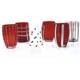 Zafferano - Schmelztiegel Set mit 6 Gläsern, Rot