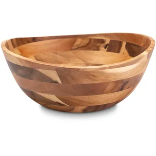 Decorasian 2 Stück Holzschale – edle Akazienholz Schale – Ideal als Salatschüssel aus Holz, Obstschale oder Brotschale – Nachhaltige Holz Schüssel - natur 25.4cm