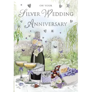 Regal Publishing Traditionelle Silber-Jubiläumskarte Wein – Piccadilly Greetings