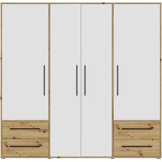 Forte Drehtürenschrank Mokkaris 205,9 x 200,1 x 58,8 cm Weiß/Artisan Eiche