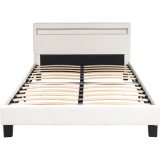 HOME DELUXE - LED Bett Astro - Weiß, 140 x 200 cm - Inkl. Lattenrost I Polsterbett Design Bett inkl. Beleuchtung - Weiß