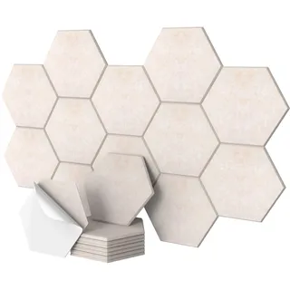 Relaxdays Akustikpaneel Hexagon Beige 18 St. 30 x 26 cm