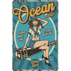 Blechschild 18x12 cm - Pinup Ocean spirit Seefahrt Ozean