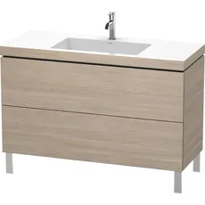 Duravit L-Cube Möbelwaschtisch c-bonded mit Unterbau bodenstehend, 120x48 cm, 2 Auszüge, ohne Überlauf, 1 Hahnloch, Farbe: Pine Silver Dekor