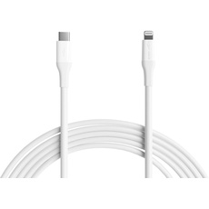 Amazon Basics USB-C-auf-Lightning-ABS-Ladekabel, MFi-zertifiziertes Ladegerät für Apple iPhone 14 13 12 11 X Xs Pro, Pro Max, Plus, iPad, 3 m, Weiß