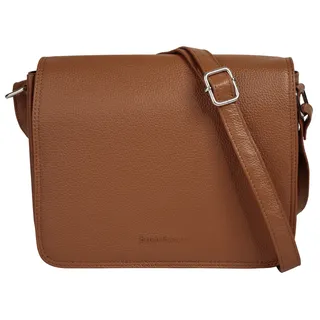 Umhängetasche BRUNO BANANI, Damen, Gr. B/H/T: 24cm x 19cm x 7cm onesize, braun, Leder, leicht glänzend, unifarben, Taschen Umhängetasche, echt Leder