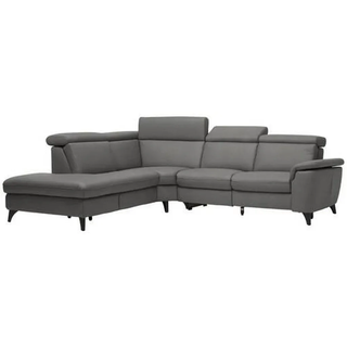 Cantus Ecksofa , Dunkelgrau , Metall , Echtleder , Color-Finish-Leder , Uni , Ottomane links, L-Form , 285x239 cm , Typenauswahl, Bettkasten erhältlich, Fußauswahl, Lederauswahl, Stoffauswahl, seitenverkehrt erhältlich, Hocker erhältlich, Rückenfutter , Wohnzimmer, Sofas & Couches, Wohnlandschaften, Ecksofas