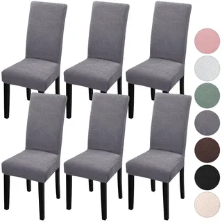 YISUN Stretch Stuhlhussen 6er Set Universal Jacquard Blätter Stuhlhusse, Elastische Hussen für Stühle, Abnehmbarer Waschbarer Stuhlbezüge für Schwingstuhl Hotel Bankett Küche Haus Hochzeit Party