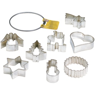 ORIGINAL KAISER Ausstechformen-Ring groß 8-teilig, Backförmchen Weihnachten Starter-Set Ausstecher für Kekse, Förmchen Plätzchen unterschiedliche Größen, Silber