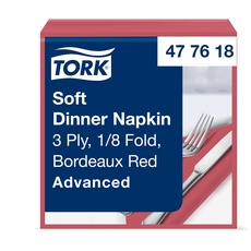 Tork 477618 Soft Dinnerservietten Bordeauxrot 1/8 Falz / 3-lagige Papierservietten / Ideal für ein Abendessen / 12 x 100 (1200) vorgefaltete Servietten / Advanced Qualität / 39 x 39 cm (B x L)
