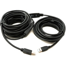 System-S USB 3.0 Repeater Kabel 15 m Typ A Stecker zu B Stecker Adapter in Schwarz