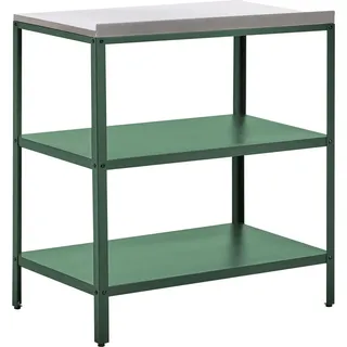 Beliani Outdoor-Kücheninsel Stahl grün mit Edelstahlplatte Silber modern Vilama