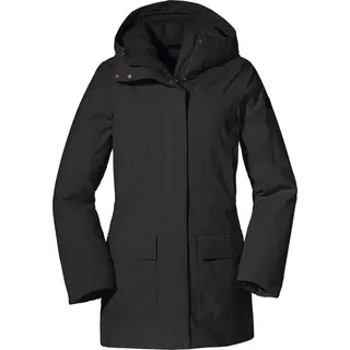 Schöffel Ins. Parka Rotterdam L, wind- und wasserdichter Damen Parka mit verstellbarer Taille, Wintermantel mit 4-Wege-Stretch und Teddyfutter, black, 42