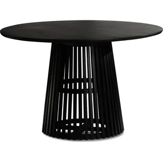 FineBuy Esstisch rund Ø 120 Massivholz Schwarz Küchentisch