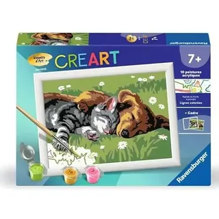 Ravensburger CreArt Kids 13 x 18 cm – Kunstnummer – Duo Katze und Hund – Malen nach Zahlen – ab 7 Jahren – 25966