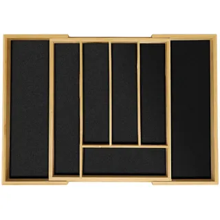 Relaxdays Besteckkasten , Multicolor , Holz, Holzwerkstoff , 47x5x33 cm , Küchenzubehör, Küchenhelfer, Besteckeinsätze