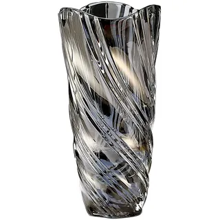 Glas Blume Vase, 24cm hohe Moderne Minimalistische Glasvase Mordische Kristall Dekorative Handgemachte Blumenarrangement für Home Office Dekor, Geschenk für Hochzeit Housewarming feiern (Grau-2)