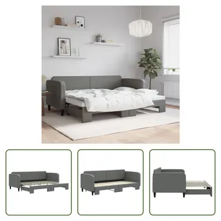 The Living Store Tagesbett Ausziehbar Dunkelgrau 80x200 cm Stoff - Grau