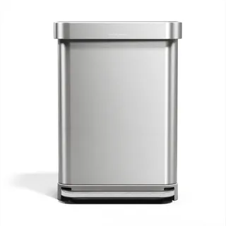 simplehuman CW2023 55 Liter, rechteckiger Treteimer mit Beutelfach, Mülleimer Küche, gebürsteter Stahl, 10 Jahre Garantie