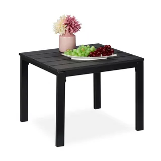 Relaxdays Beistelltisch Balkon, wetterfest, auch für Terrasse und Garten, HBT: 39x52x48 cm, Outdoortisch klein, schwarz