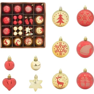 Weihnachtskugel-Set 40 pcs Gold und Rot Kunststoff - Rot