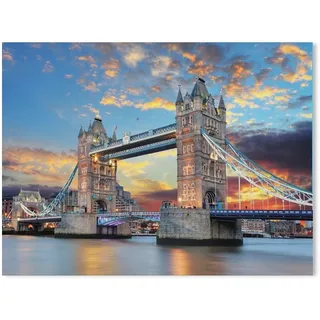 Malen nach Zahlen,Tower Bridge London, Wahrzeichen von England, im goldenen Licht bei Sonnenuntergang,diy Malen Nach Zahlen landsch Mit Pinsel und Acrylfarbe Erwachsenenfarbe nach Zahlen Kits )-114