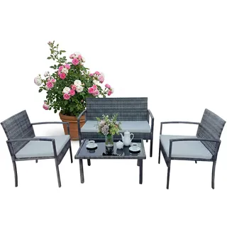 Relaxdays Gartenmöbel Set 4-tlg. Grau