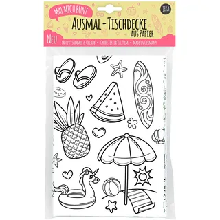 Papier-Tischdecke zum Ausmalen für Kinder, Motiv Sommer, Kindertischdecke, Kindergeburtstag, Kinderbeschäftigung, Mal Mich Bunt