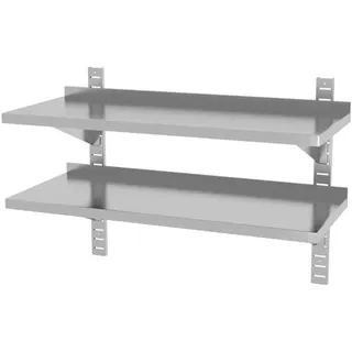 HENDI Wandregal, doppelt, Verstellbares, mit zwei Stahlbügeln, Zur Selbstmontage, Abnehmbar zur einfachen Reinigung, für Restaurant, Bar, Küche, geschweißt, 1000x400x(H)600mm, Edelstahl