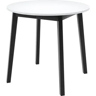 Masseno ESSTISCH LUCA S 90 cm - 130 cm / 90 cm x 77 cm Ausziehbar Rundtisch, Esszimmertisch, Küchentisch, Modern Design - Weiß