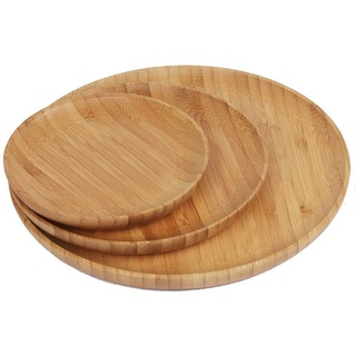 Generisch Bambusteller Bamboo Plates Holzteller aus umweltfreundlichem Bambus Holz 3 teilig Set