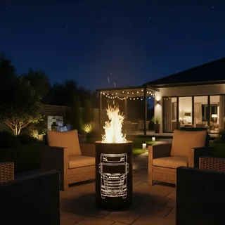 Tiko-Metalldesign Feuertonne / Feuerkorb mit Motiv " SCANIA - Truck "