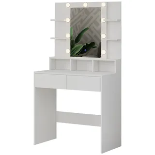 Vicco Schminktisch Taylor, 80 cm mit LED Beleuchtung, Weiß - Weiß