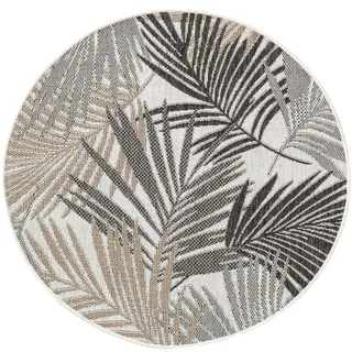 benuta Nest Outdoorteppich rund Cleo Schwarz ø 120 cm rund , Textil , Floral , Rund , 120x120 cm , Oeko-Tex® Standard 100 , wasserabweisend , Teppiche und Böden, Teppiche, Outdoorteppiche