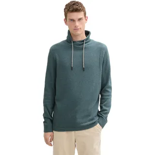TOM TAILOR Herren Strickpullover mit Schalkragen, 36967 - Stormy Blue Melange Neps, M