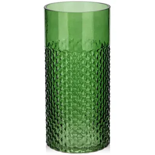 Glasvasen Blumen Modern, 22 cm Hohe Tischvasen Glas, Grün Deko Vase für Blumen, Dekorative Vase Blumenvase, Zylinder Glasvase Rund für Tischdekoration Büro Küche Arrangements Hochzeitsgeschenk