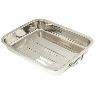 Ibili Bräter mit Griffen 35x19x5,5 cm aus Edelstahl, silber, 26 cm