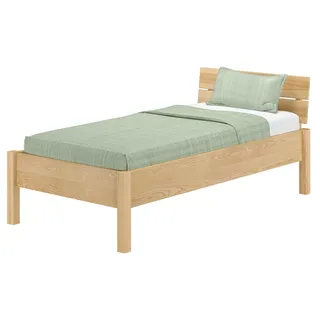 Metallfreies Einzelbett Eschenholz mit Rost 100x200 Holzbett V-60.90-10K - Naturbelassen