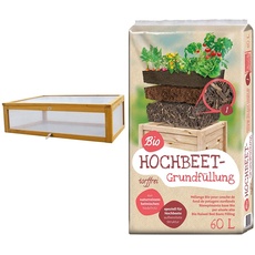 Habau 2855 Frühbeet Aufsatz Hochbeet, 115 x 53 x 32 cm & Universal Bio Hochbeet-Grundfüllung 60 Liter