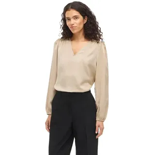 Vila Ellette Smock Satin Top Langarmbluse - Cement - 36