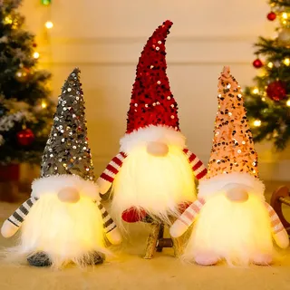 ACAREY Weihnachtsdeko 3 Stück Weihnachten Deko Wichtel mit Licht, Weihnachtswichtel Plüsch Weihnachtsdeko Amerikanisch mit LED Weihnachten Figur Beleuchtete Wichtel für Weihnachtsdeko Innen
