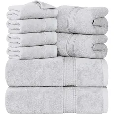 Utopia Towels 8-teiliges Premium-Handtuch-Set, 2 Badetücher, 2 Handtücher und 4 Waschlappen, 600 g/m2, 100% ringgesponnene Baumwolle, Fitnessstudio, Hotel und Spa (Silber)
