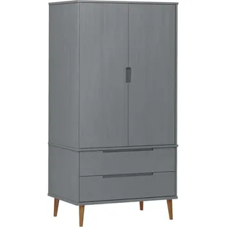 vidaXL Kleiderschrank MOLDE Grau 90x55x175 cm Massivholz Kiefer - Grau