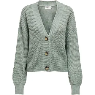 ONLY Damen Kurze Strickjacke | Langarm V-Ausschnitt Cardigan Knitted Basic | Stretch Sweater ONLCAROL, Farben:Grün, Größe:S