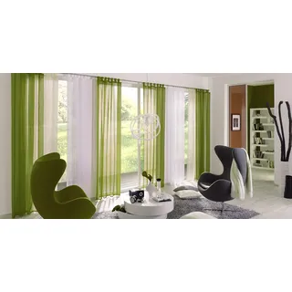 ELBERSDRUCKE transparente Gardine Schlaufenschal Feel Good Uni 001 weiß 255 x 140 cm 198251 Vorhang mit Schlaufen für Wohnzimmer Schlafzimmer